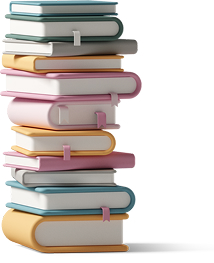Tall stack of books